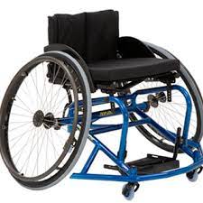 The Invacare Top End Pro Basketball wheelchair in blue, shown at an angle.