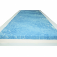 The Infusion mattress, without a cover, showing the dual-density foam base with gel-infused memory foam 2 inch topper