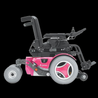 Permobil K300 PS Jr pediatric power wheelchair in pink, side view thumbnail